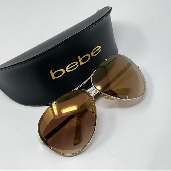 Bebe Sunglasses Aviator BB 7032  Womens Eyewear Fashion Oversized Gold Brown - Picture 2 of 14